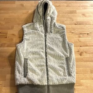 Patagonia fleece vest with hood, size small